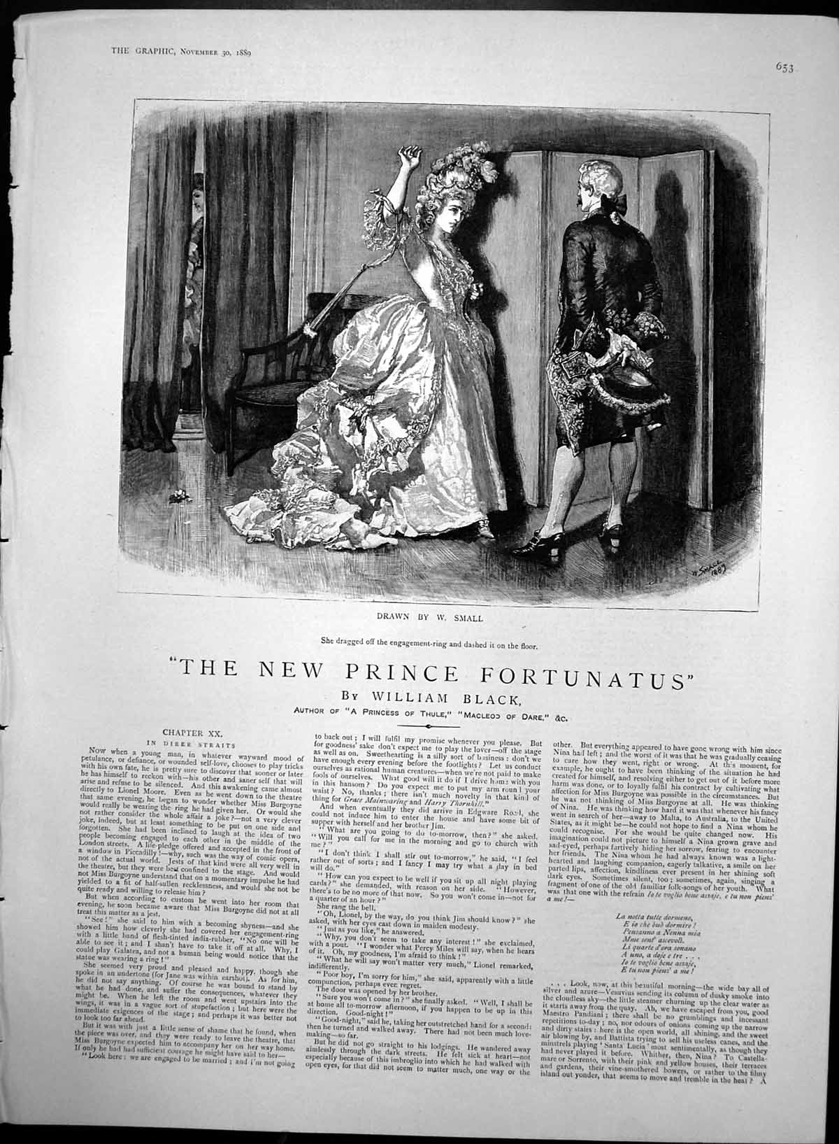 Antique Old Print New Prince Fortunatus She Threw Away Engagement Ring 1889