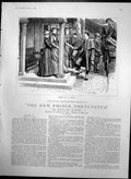 Old Antique Print New Prince Fortunatus Lady Saying Goodbye Mr Moore 1889 19th