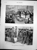 Old Antique Print Concert Minnesingers Church Parade Southsea Common 1882 19th