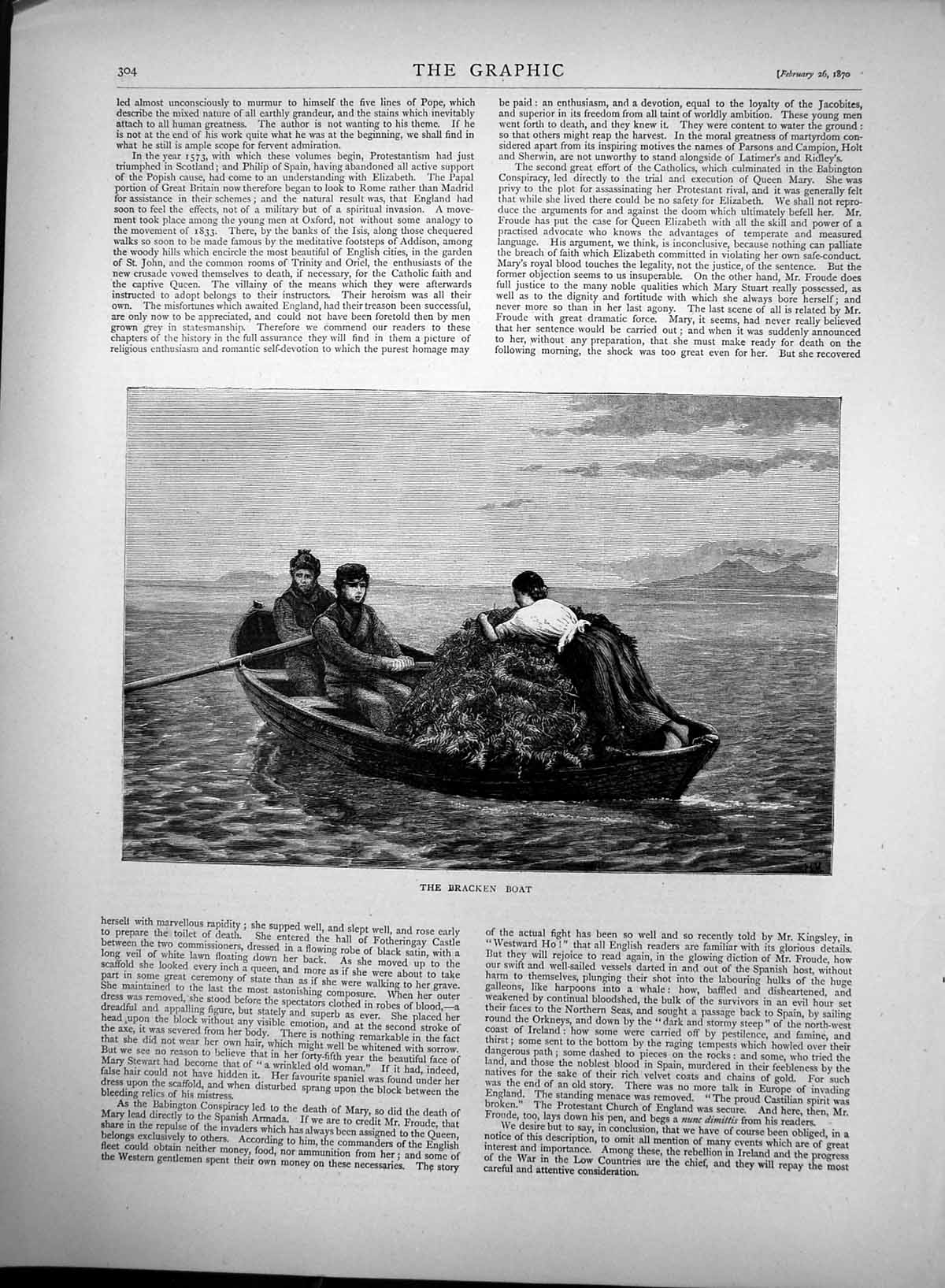Original Old Antique Print Bracken Boat Hamilton Macallum Dudley Gallery 1870