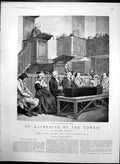 Old Antique Print St Katherine By Tower Black Coffin People Weeping 1891 19th