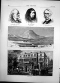 Antique Old Print Montagu House Ruined Pyramid Lepsius Mary Somerville 1872