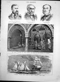Antique Old Print Falmouth Tailors Boats Tunis College Aissawia Kairwan 1882