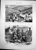 Antique Old Print War South Africa King Williamstown Volunteers Galekas 1878