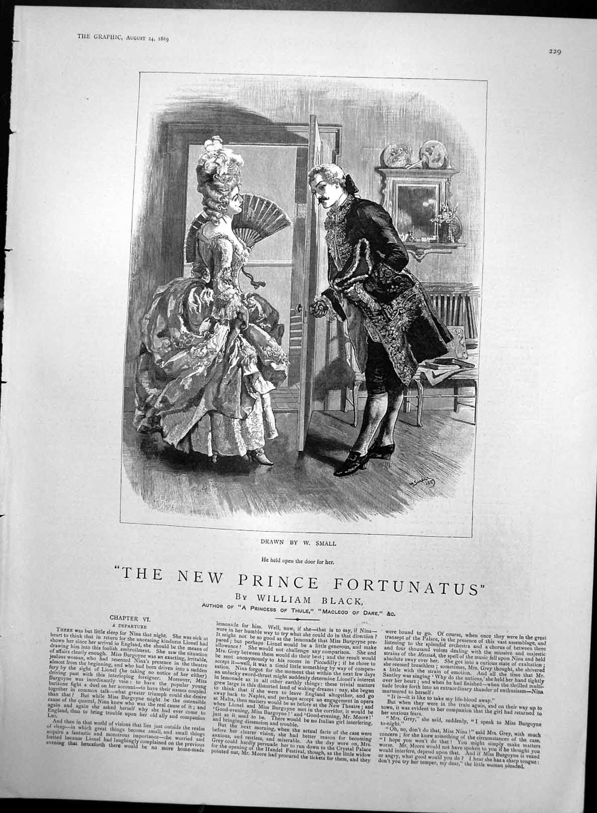 Original Old Antique Print New Prince Fortunatus Lionel Hing Door For Nina 1889