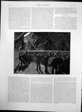 Old Antique Print Hoisting Steam Picket Boat On Board Hms Conqueror 1889 19th