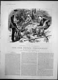 Old Antique Print New Prince Fortunatus Miss Honnor &Men Fishing 1889