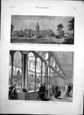 Antique Old Print Algerian Court Paris Ex Schools Merchant Taylors Co 1878 19th