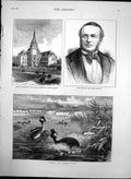Original Old Antique Print Grebes Schloss Kleinzschocher Baron Tauchnitz 1882