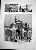 Antique Print Paris Exhibition Swiss Pavilion Hungarian Cafe Box Trees 1878
