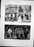 Original Old Antique Print Paris Exhibition Carillons Aquarium Trocadero 1878