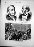 Old Antique Print Rev Luke Wiseman Thomas Hughes Australian Supper 1872 19th