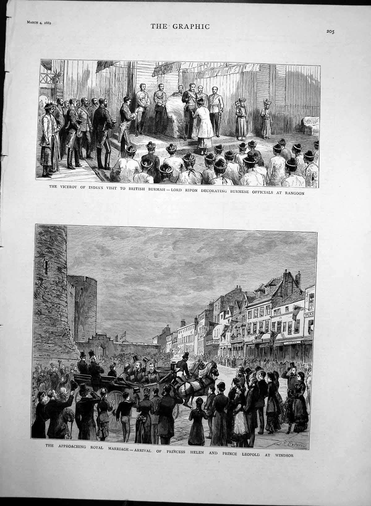 Old Antique Print Princesshelen Prince LeopWindsor Lord Ripon India 1882 19th