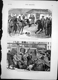 Original Old Antique Print Russians San Stefano Loading Beef Boat Galata 1878