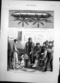 Antique Old Print Aerion Flying Machine Osman Pasha Bouquet Buacharest 1878