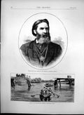 Original Old Antique Print Thomas Knox Railway Accident Colombo Ceylon 1872
