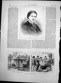 Antique Old Print M Victorien Sardou Paris Ex Cooling Stream Log Cottage 1878