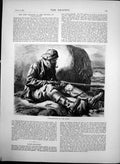 Original Old Antique Print Man Duck Shooting In North 1870 19th