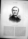 Original Old Antique Print Dr Fraser Bishop Manchester 1870 19th