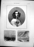 Antique Old Print Late Viscountess Beaconsfield Isafjord Ducks Iceland 1872