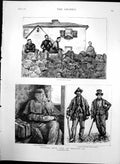 Antique Old Print Ireland Police Barrack Character Sketches Co Galway 1888 19th