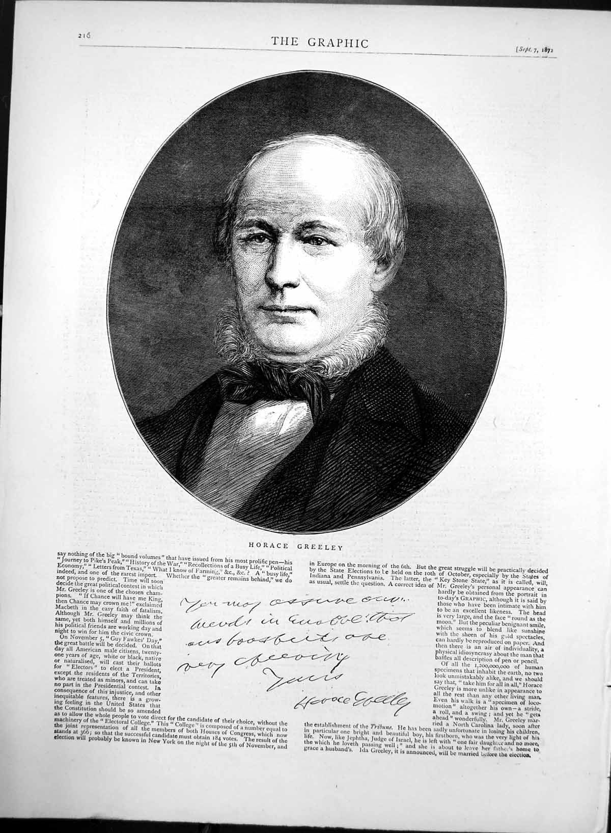 Antique Old Print Horace Greeley Nominated Convention Liberal Republican 1872