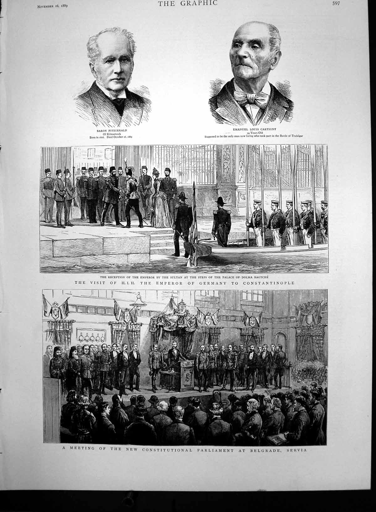 Antique Old Print Meeting Parliament Belgrade German Emp Constantinople 1889