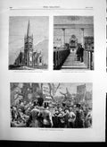 Antique Old Print Fenian Demonstration Hyde Park Grays Chapel Cape Town 1872