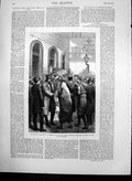 Old Antique Print Constantinople Russian Officers At Hotel Byzance 1878 19th