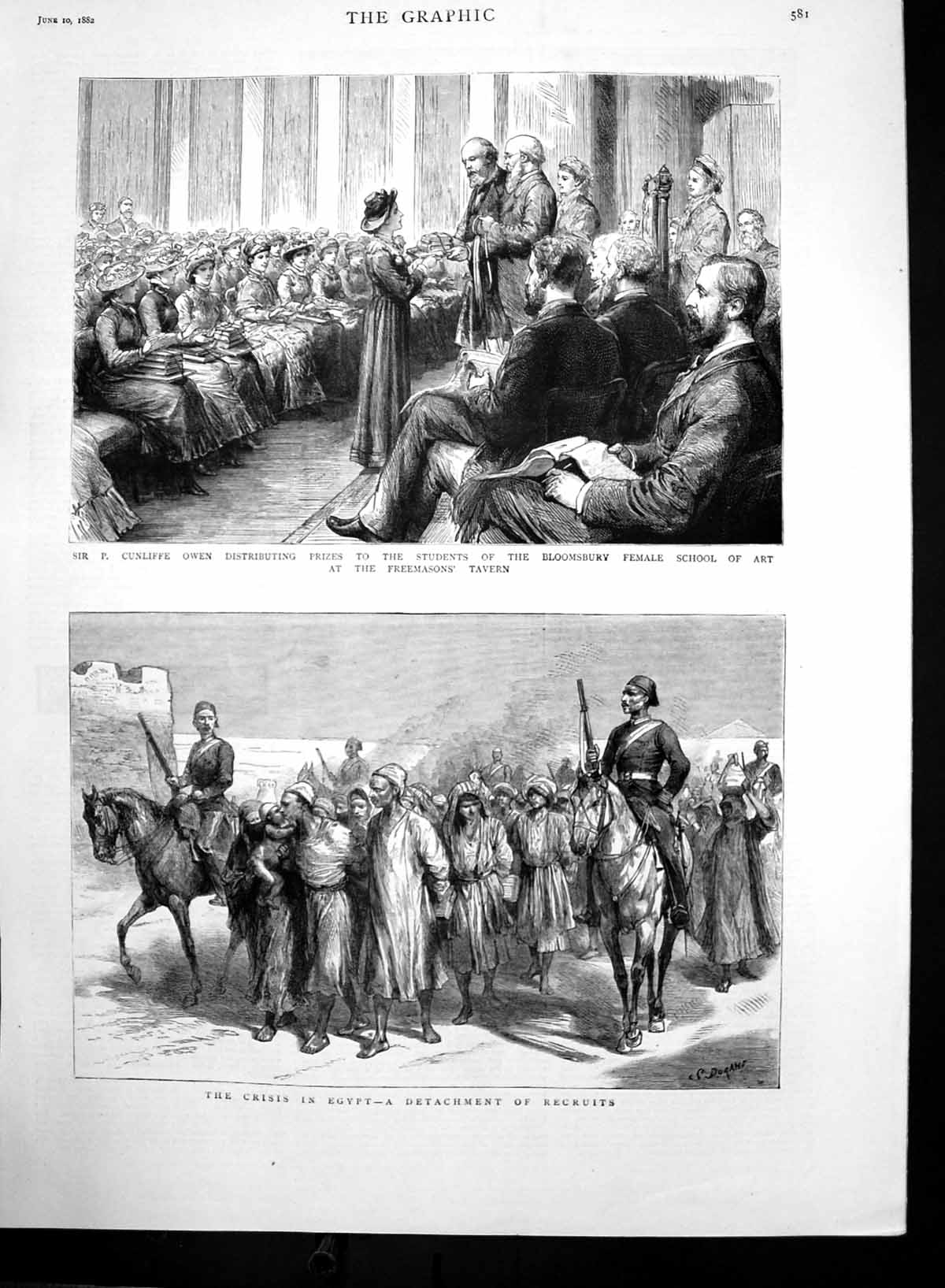Old Antique Print Detachment Recruits Egypt Prizegiving Bloomsbury 1882 19th