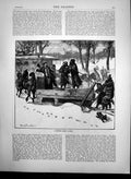 Original Old Antique Print Boston Snow Plough Horse Driven 1870 19th