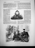 Original Old Antique Print Design Nautical Clock Scene From Frou Frou 1870 19th