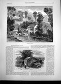 Original Old Antique Print Dilston Castle Encampment Countess 1868 1870 19th