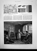 Original Old Antique Print Domesday Book Dangerous Guests Hollybush Inn 1886
