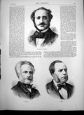 Old Antique Print New French Ministers Duc De Grammont Plichon Mege 1870 19th