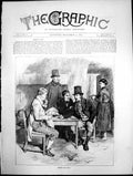 Original Old Antique Print Irish Life Men Round Table Arguing Point 1869 19th