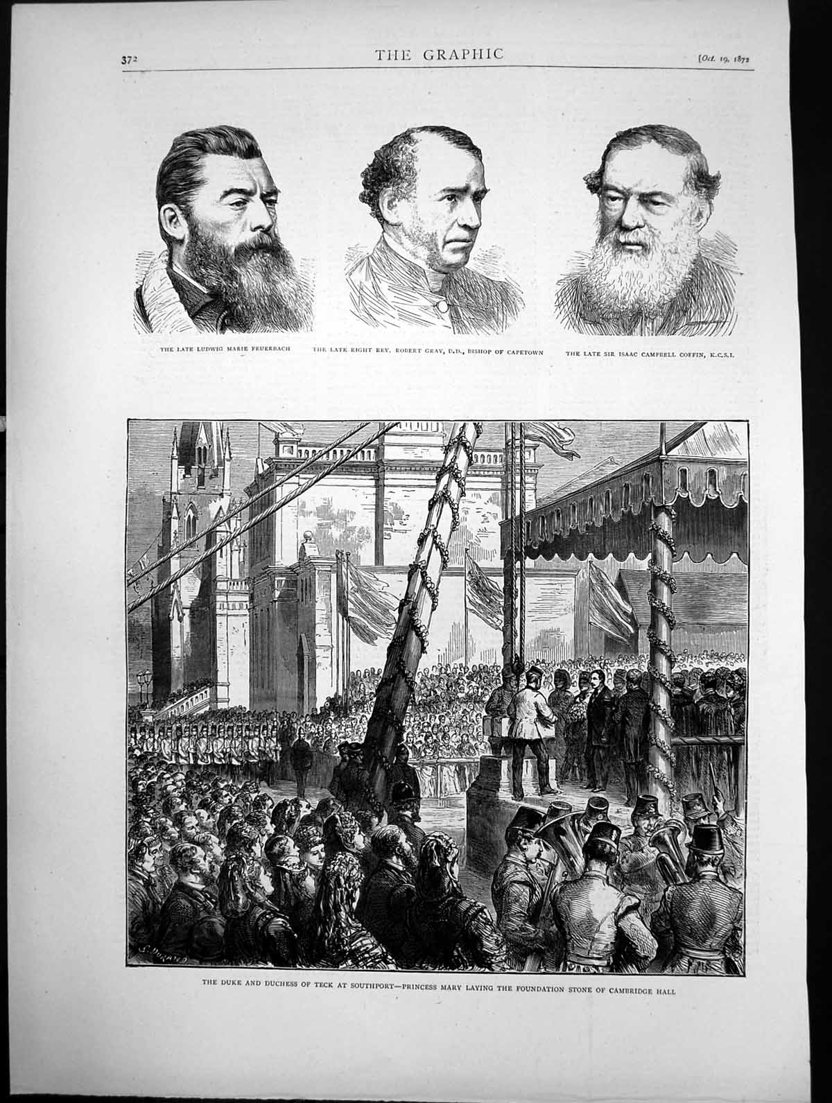 Old Print Rev Robert Gray Duke Duchess Teck Southport Princess Mary 1872 19th