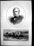 Old Antique Print Duke Devonshire View Chatsworth From River Derwent 1872 19th