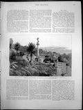 Antique Old Print Queens Visit South France Monument Duke Albany Cannes 1891