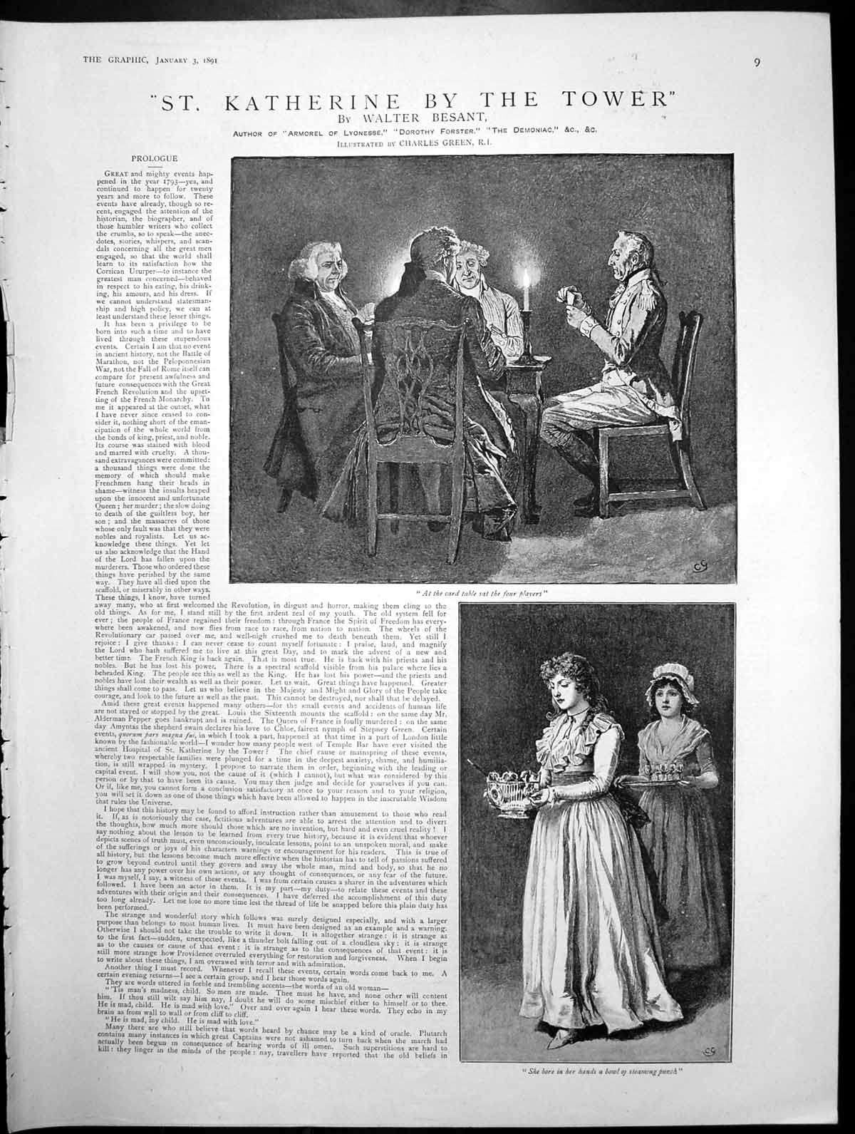 Old St Katherine By Tower Card Table Four Players Lady Bowl Punch 189 Victorian