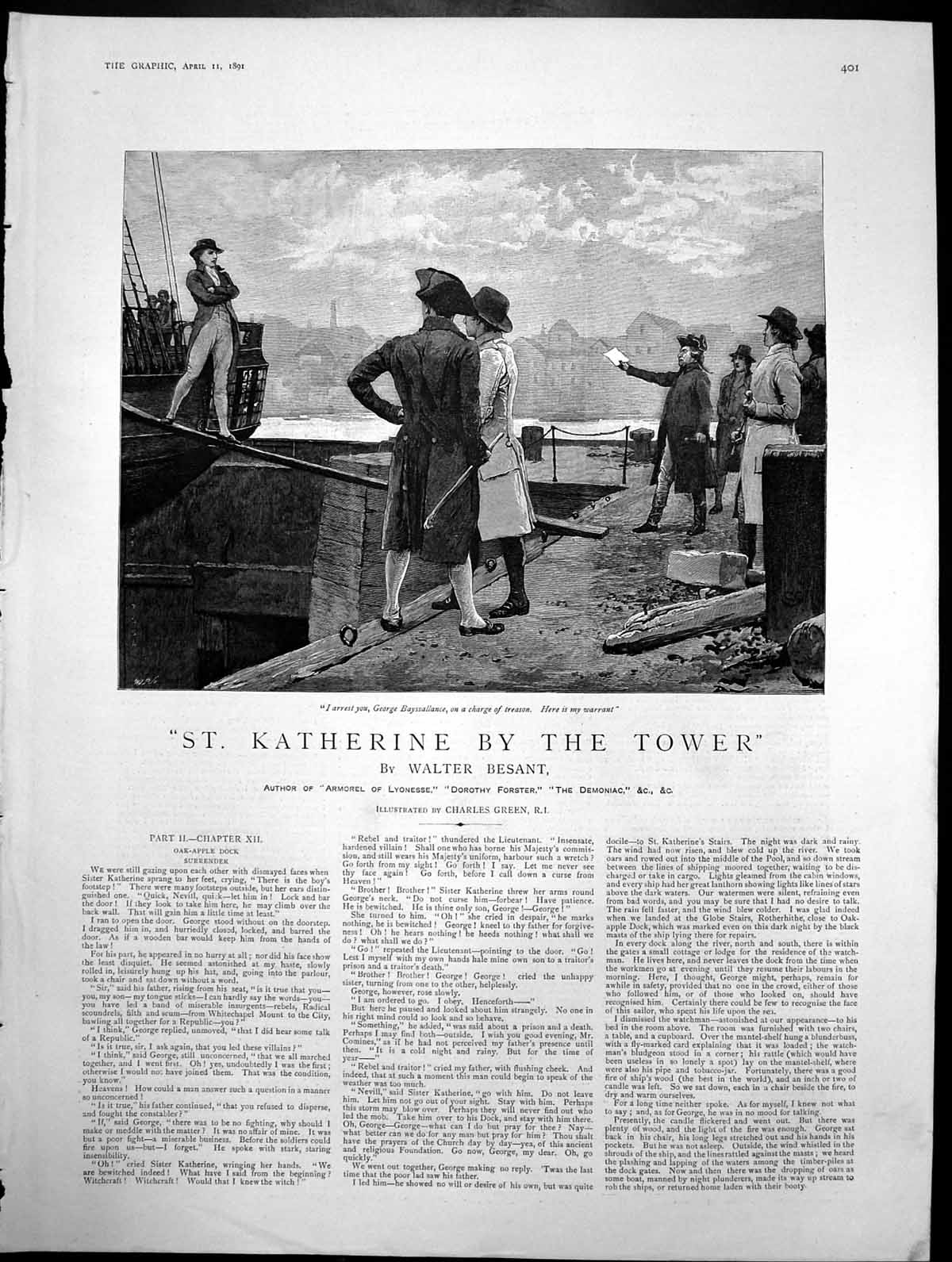 Antique Print St Katherine By Tower Arrest George Bayssallance Treason 1891