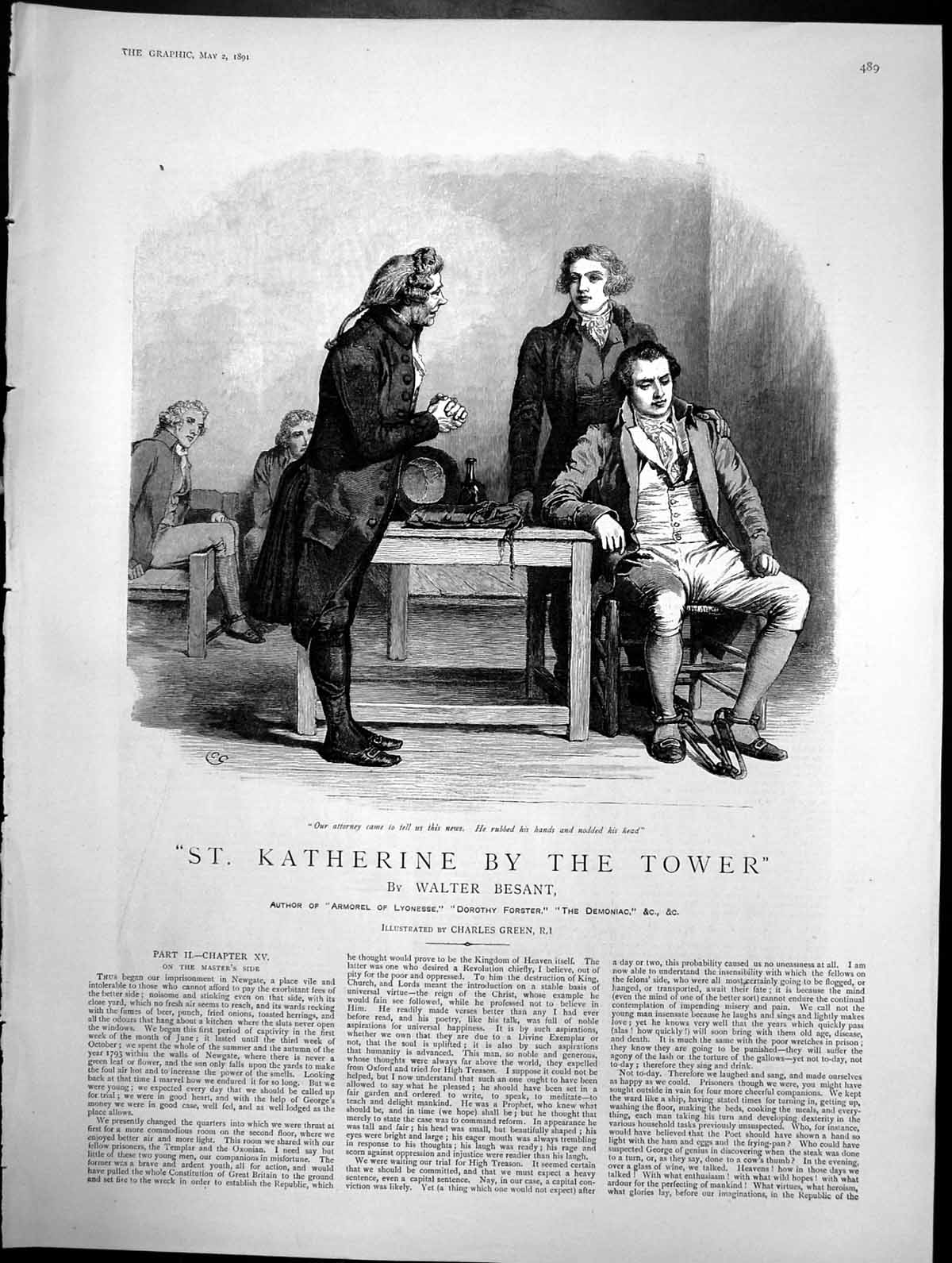 Antique Old Print St Katherine By Tower Attorney Came News Nodded Head 1891