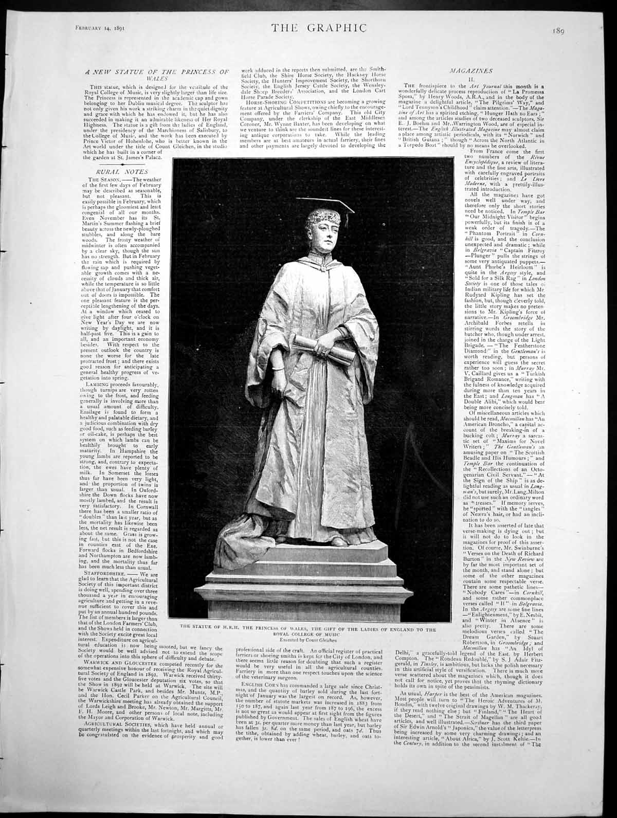 Old Statue Princess Wales Gift Ladies England Royal College Music 189 Victorian