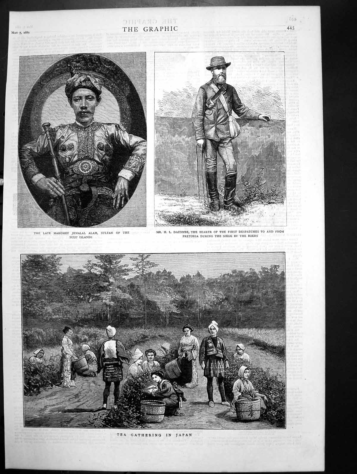 Old Print Alam Sultan Zulu Islands H Dacombe Despatches Boers Japan 1881 19th