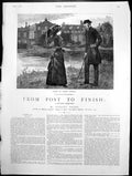 Old Print Post To Finish Racing Romance Good Morning Miss Rockingham 1884 19th