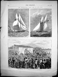 Old Yacht Race New York Columbia Livonia Mr Gladstone Greenwich 1871 Victorian