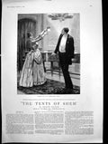 Antique Old Print Tents Shem Lady Read Note Mans Solicitor E Brewtnall 1889