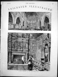Antique Print Leicester Interior St Marys Church Mayors Parlour Town Hall18