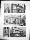 Antique Print Hull Kings Head Chambers Statue William De La Pole House 1882