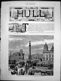 Old Hull Queens Dock Whitefriargate Bridge Wilberforce Monument 1882 Victorian